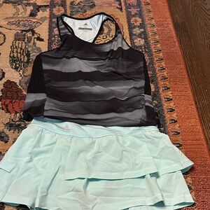 Adidas Black and Mint Green Striped Tennis Set